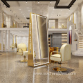 New Design Double Side Large Full Length Gold Styling Barber Shop Furniture Hairdressing Makeup Led Floor Beauty Salon Mirror